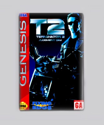 T2 TERMINATOR 2 / SEGA GENESIS - 2''x3'' FRIDGE MAGNET (box game retro vintage)