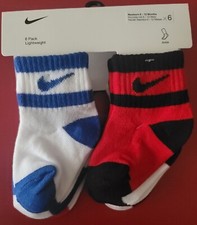 NEW 6 PAIR PACK NIKE TODDLER ANKLE LIGHTWEIGHT SOCKS  6-12 MONTHS 