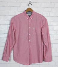 Ben Sherman Button Down Long Sleeve Shirt Letterbox Red Pink Mod Fit Mens Large