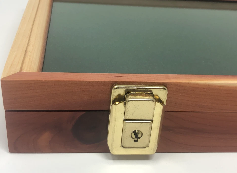 Vitrina de madera de cedro 9 x 16 x 2 tapa de vidrio para puntas de flecha cuchillos monedas y más Foto 4 de 4