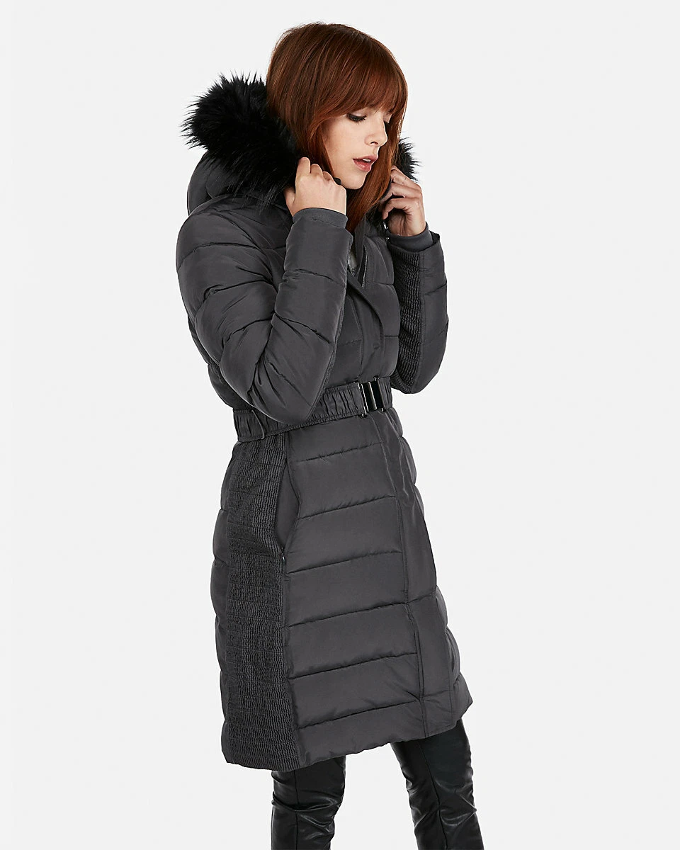 Express long puffer clearance coat