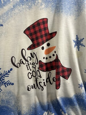 Christmas Frosty t-shirt subli. & bleach style Blue Soft Style 3X PRICED TO SALE