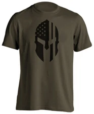 MOLON LABE Spartan Warrior Patriotic American Flag Short-Sleeve T-Shirt