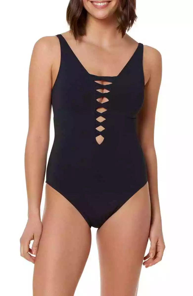 Lace up front one piece swimsuit cheap