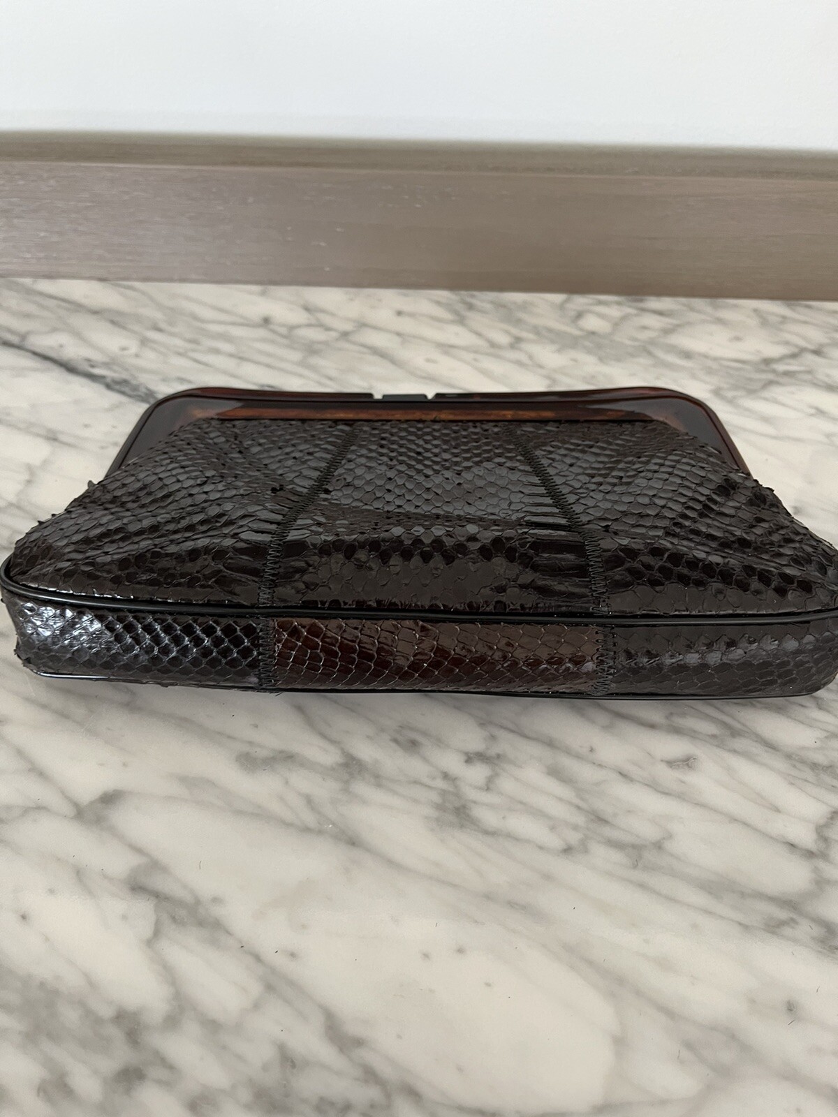 Margolm Black Python Snakeskin Tortoise Bakelite … - image 6