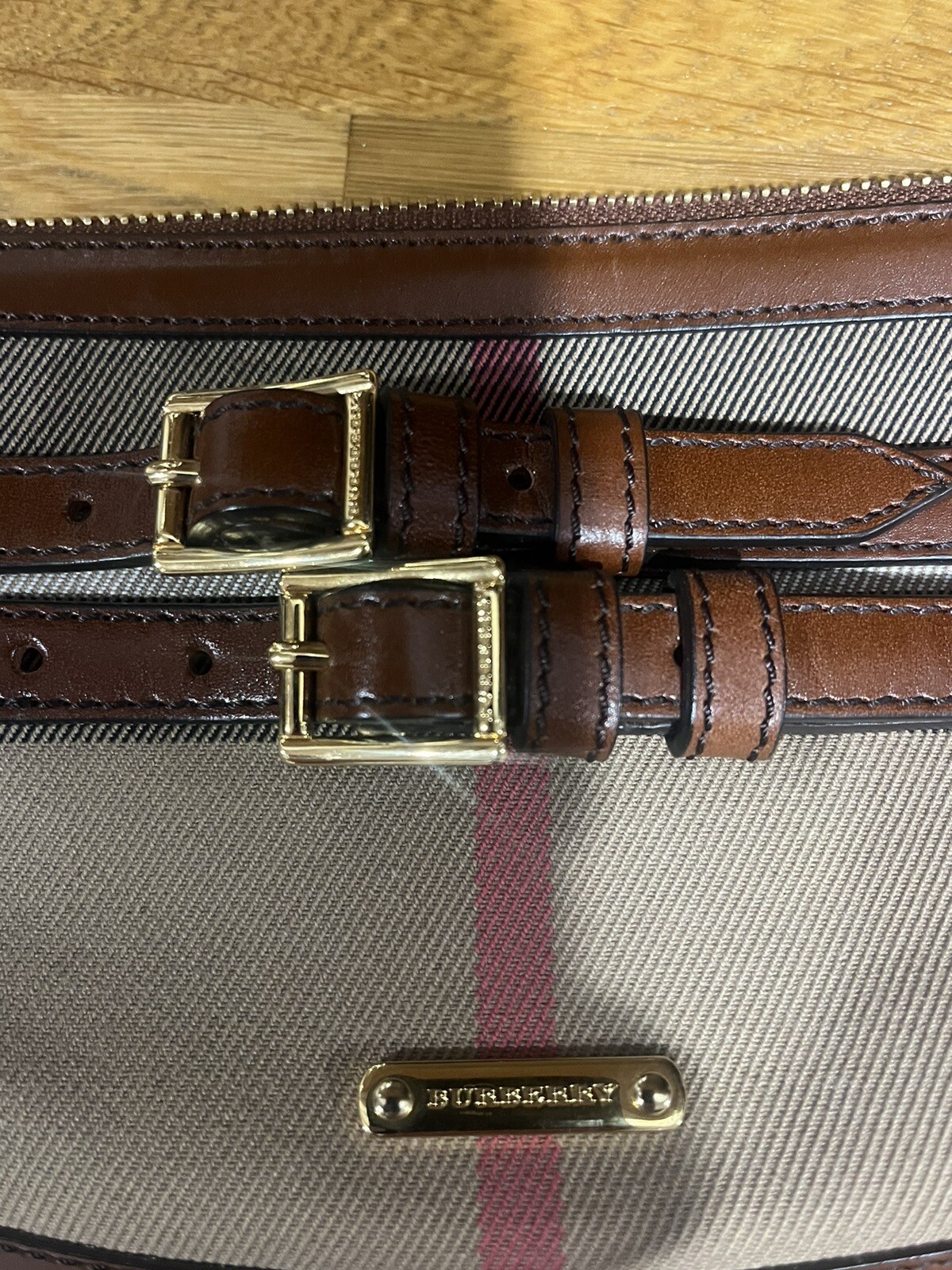 Burberry Vintage Crossbody Bag With Iconic Burberry Pattern. Great
