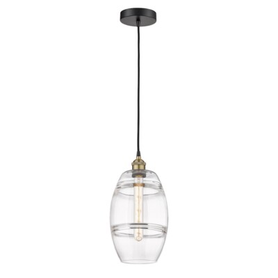 Innovations 616-1P Vaz 1Lt 8'' Cord Mini Pendant, BK BS/CL - 616-1P-BAB-G557-8CL