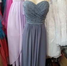 Bill Levkoff strapless lace top prom bridesmaids party long gray dress size 10
