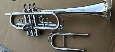 C TRUMPET STUDENTS New NICKEL PLATE Bb Trumpet C Free Case+M/P