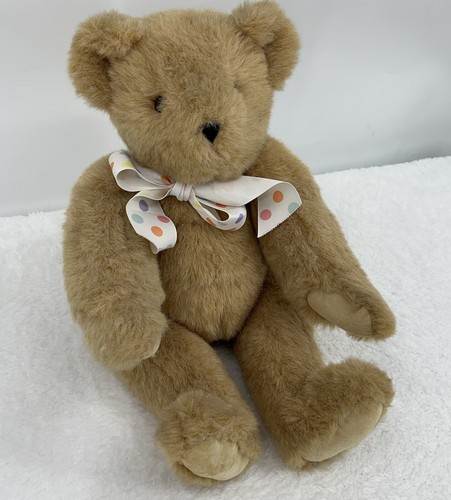 vtg 1992 The Vermont Teddy Bear Company 16" Jointed Beige Plush Stuffed Animal