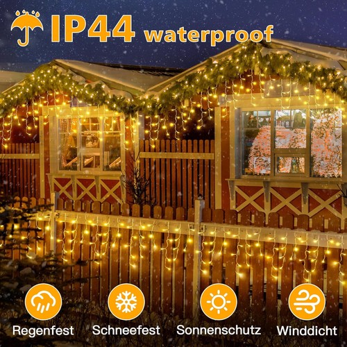 Eisregen Lichterkette Außen Warmweiß 7.3M LED Eisregen Lichterkette Weihnachten - Bild 5 von 8
