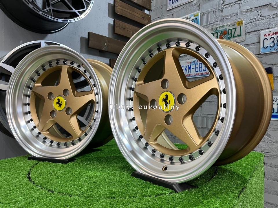 Ruedas JDM pulidas bronce estilo Ferrari 348 4x100 de 15 pulgadas: se adapta a Nissan Foto 4 de 4