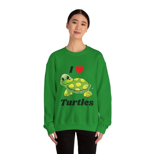 I Love Turtles Unisex Heavy Blend Crewneck Sweatshirt (Front Print) - Picture 33 of 45