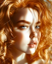 8x10 Photo Art Print - Radiant Beautiful Redhead Blue Eyes Female Portrait