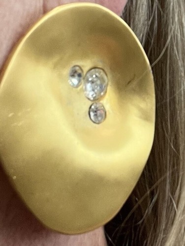 Vintage Signed Alexis Kirk Goldtone Runway Statement Earrings Amorphous Mod - Picture 8 of 22