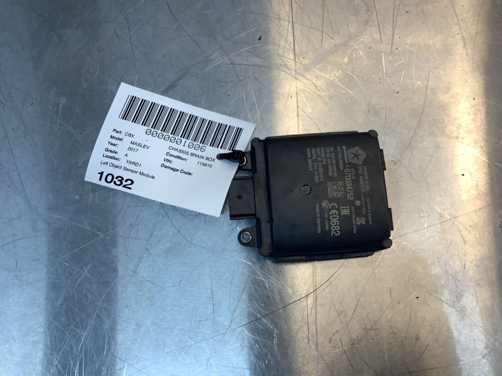 Maserati Levante 2017-2020 Rear Left Radar sensor P/N 670034752
