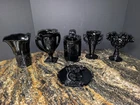 L.E. Smith Black Amethyst glass Set
