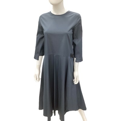 MaxMara Dress Women s Size 10 3/4 Sleeves A-Line Made In Morocco Deep Navy Blue
