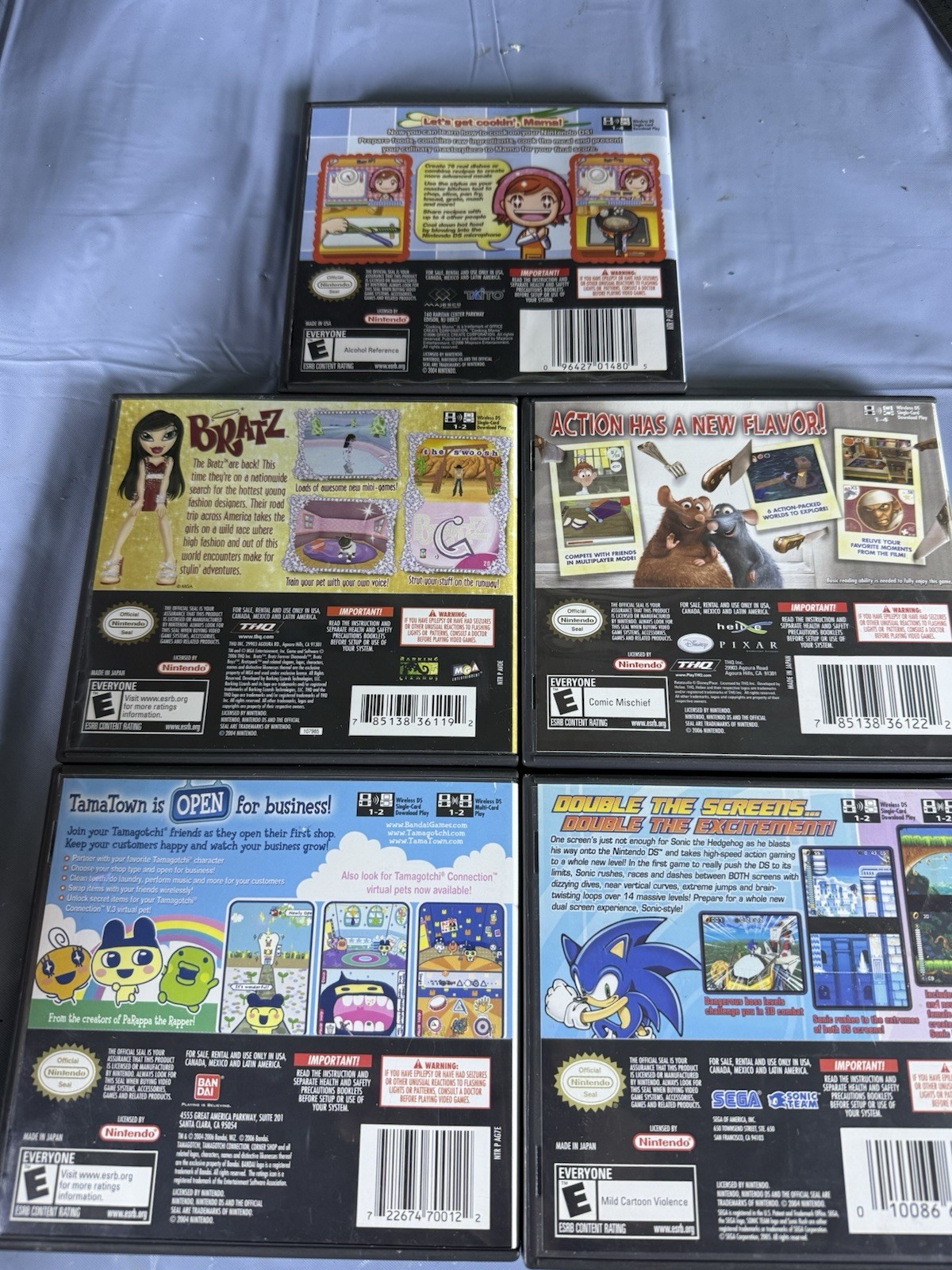 Lot Of 5 Nintendo DS Case Only  With 3 Manual *No Game*