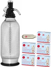 Classic Sodamaker Set with Soda Siphon Chargers 50-Pack - Stainless Steel