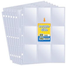 648 Pockets Double Side Trading Card Sleeves, Fabmaker 9 36 Pack, Clear