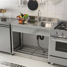 Einzel Spültisch aus Edelstahl die Gastronomie Kommerzieller Arbeitsplattenregal