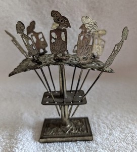 Unique Antique hor d'oeuvres 8 in set with brass holder Egyptian Design?