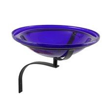 12" Cobalt Blue Crackle Birdbath- Wall Mount Bracket