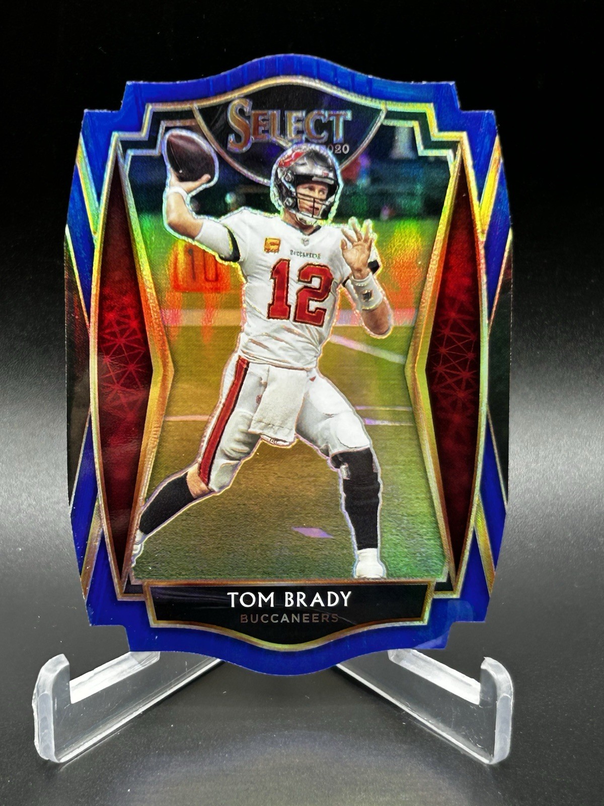 2020 Panini Select - Premier Level Tom Brady #101 Blue Prizm Die-Cut