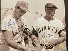 Willie Mays , Sandy Koufax Autographed 8x10 Photo, with COA. HOF