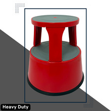 Durable Red Steel Kick Step Stool Non-Slip Portable for Home Office Warehouse