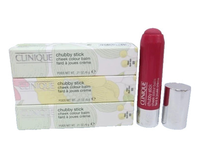 CLINIQUE CHUBBY STICK CHEEK COLOUR BALM 03 ROLY POLY ROSY 0.21 OZ BOXED LOT OF 3