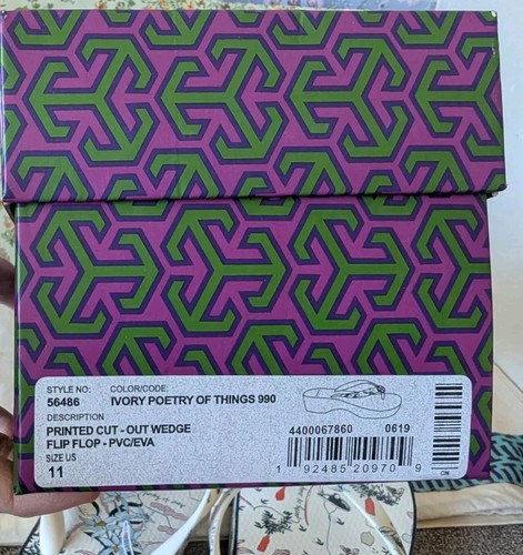  Tory Burch  Wedge Cut-Out Flip Flops Size 11 NIB - Picture 10 of 11