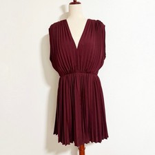 Express Pleated Mini Dress Burgundy Wine Size L