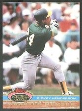 1991 Topps Stadium Club Members Only Stolen Base Leader AL Rickey Henderson