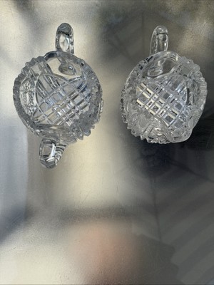 American Brilliant Period cut glass creamer and sugar set T.G. Hawkes & Co. 
