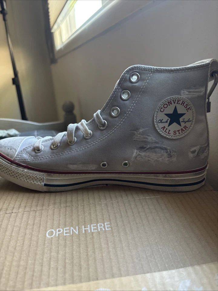 Charli Xcx Converse 365 Gray Printed On Distress Canvas High-Top Sneakers - Image 4 of 4