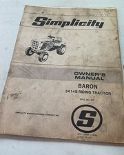 Simplicity Baron 3414S Riding Tractor Owners ...