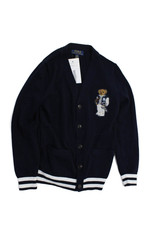 Polo Ralph Lauren Boys Bear Applique Cardigan Sweater Top Navy Size M