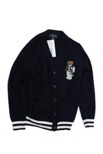 Polo Ralph Lauren Boys Bear Applique Cardigan Sweater Top Navy Size M