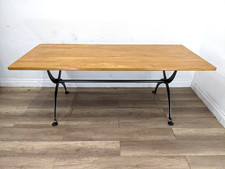DINING TABLE Large Oak Rectangular Chunky Tabletop Gun Metal Frame FREE DELIVERY