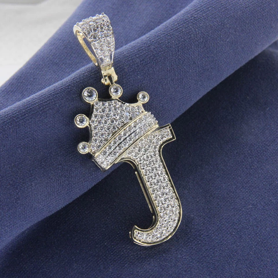 1 kt runder simulierter Diamant Initiale "J" Königskrone Anhänger 14 kt... - Bild 3 von 4