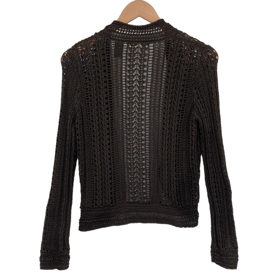 Cárdigan suéter Liz Claiborne para mujer mediano marrón tejido manga larga frente abierto Foto 2 de 4