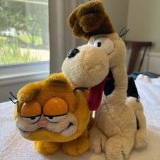 Vtg 1981, 1983 Odie  Garfield Plush Toys Fun Farm Standing Garfield Not Sitting
