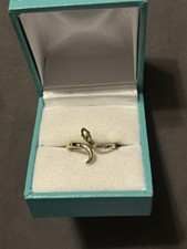 Vintage 18k Yellow Gold Snake Bypass Ring W/ White And Green Paste Stone Accents