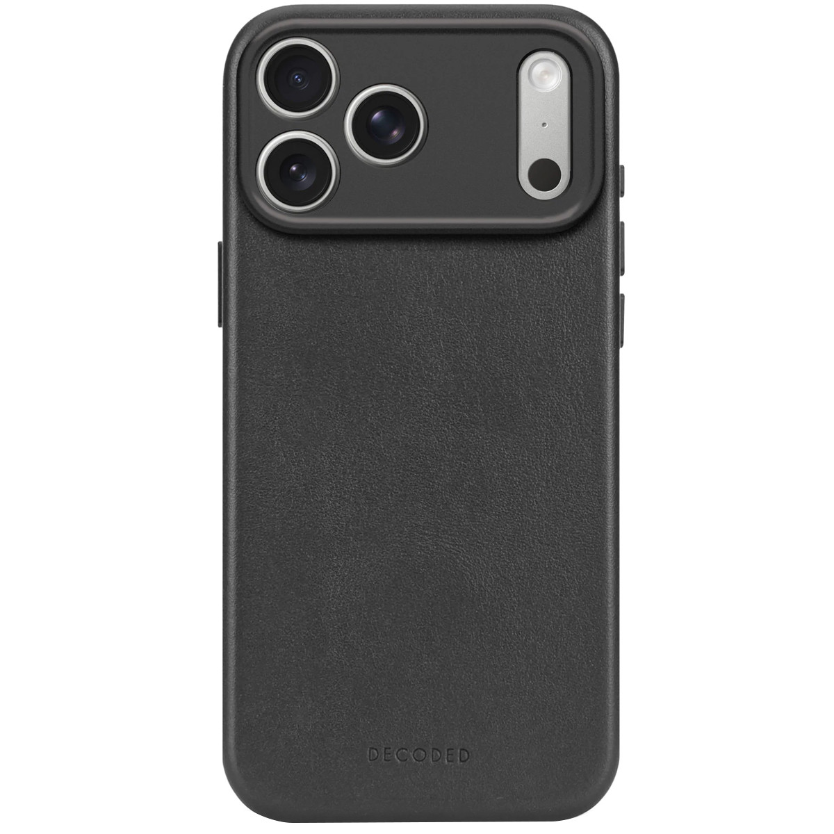 Coque en cuir iPhone 17 Pro Max Decoded Noir compatible charge magnétique sans fil