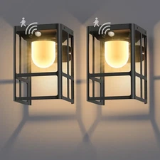Solar Porch Lights Outdoor with Motion Sensor, Dusk to Dawn Exterior Wall Lig...