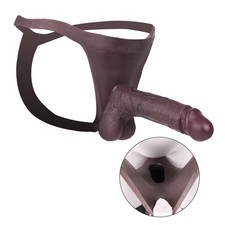 Realistic Male T-back Penis Pants Thongs Cock Sleeve Silicone Hollow Dildo Pants