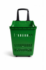 68L Heavy Duty Plastic Shopping Trolley Basket with Wheels Retail Store