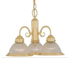 Designers Fountain 3 Light Chandelier With Prismatic Glass, Polished Brass